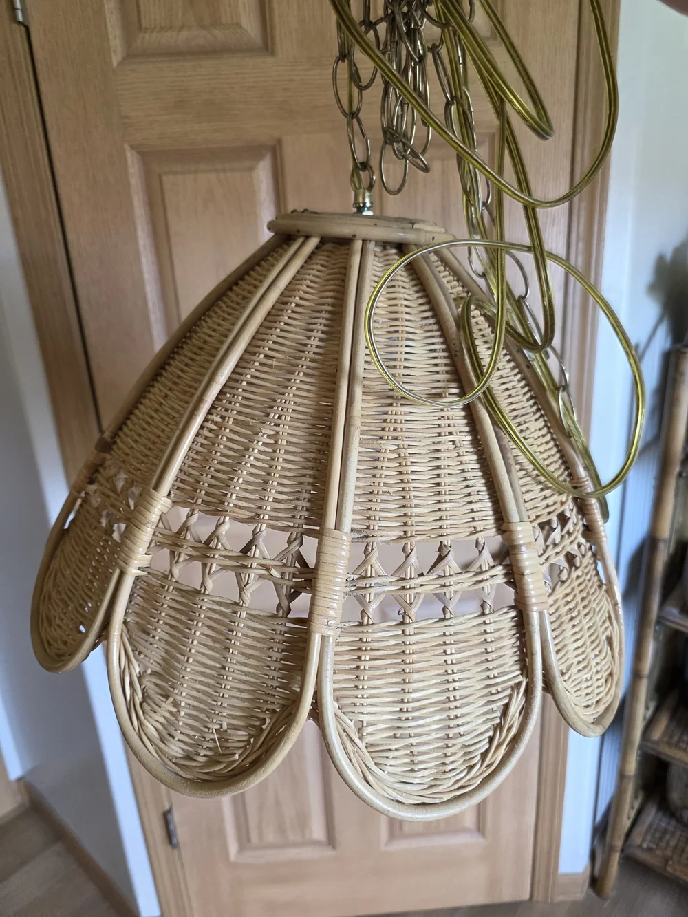 Handwoven Rattan Pendant Lantern - Natural Brown